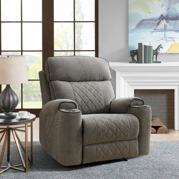 ONLY 9.99 (regularly 0)  Latitude Run 38.8″ Soft Chenille Power Standard Recliner with Cup Holder and USB Port